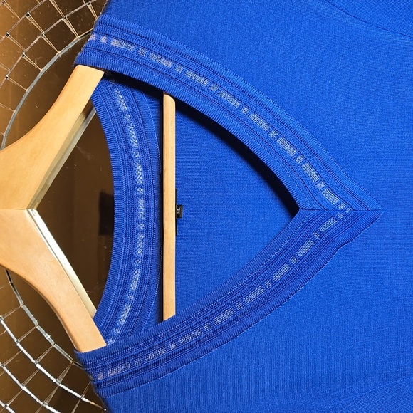 Misook Textural V-Neck Knit Midi Dress In Starry Midnight Blue NWOT - Picture 8 of 13